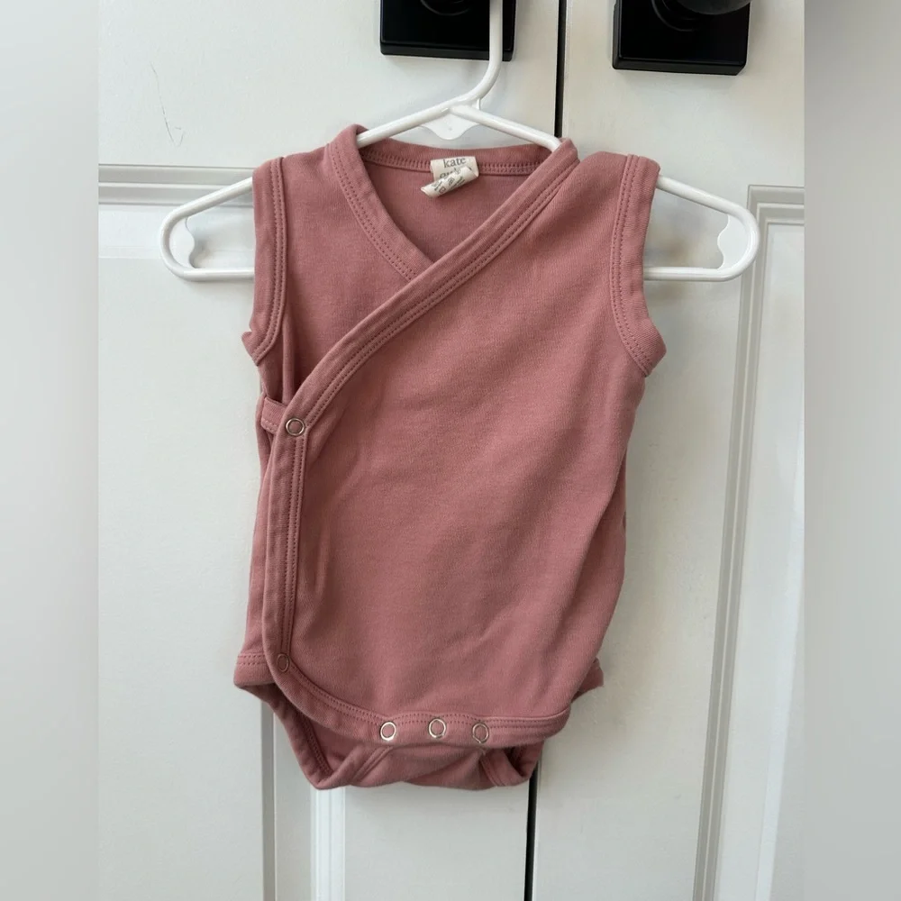 Kate Quinn Girls Short Sleeve Kimono Onesie Pink (Size 3-6 Months)